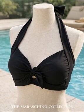 Tempt Me Black Halter Bikini Top | Large NWT